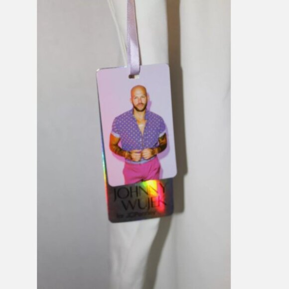 Johnny Wujek Prom Collection Wide Leg Flare White Pants Lined Size 1X W 36 In 30 - Picture 4 of 5